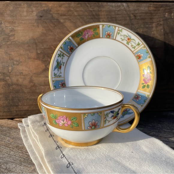 Antique U.C. Limoges France Double Handled Bouillon Cup & Saucer Vintage - Picture 15 of 16